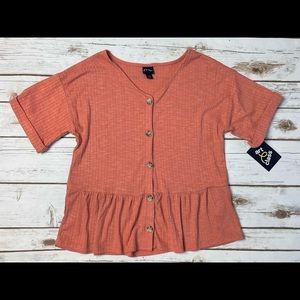 Girls Art Class Target Orange Coral Short Sleeve Babydoll Swing Top L 10 12 NWT